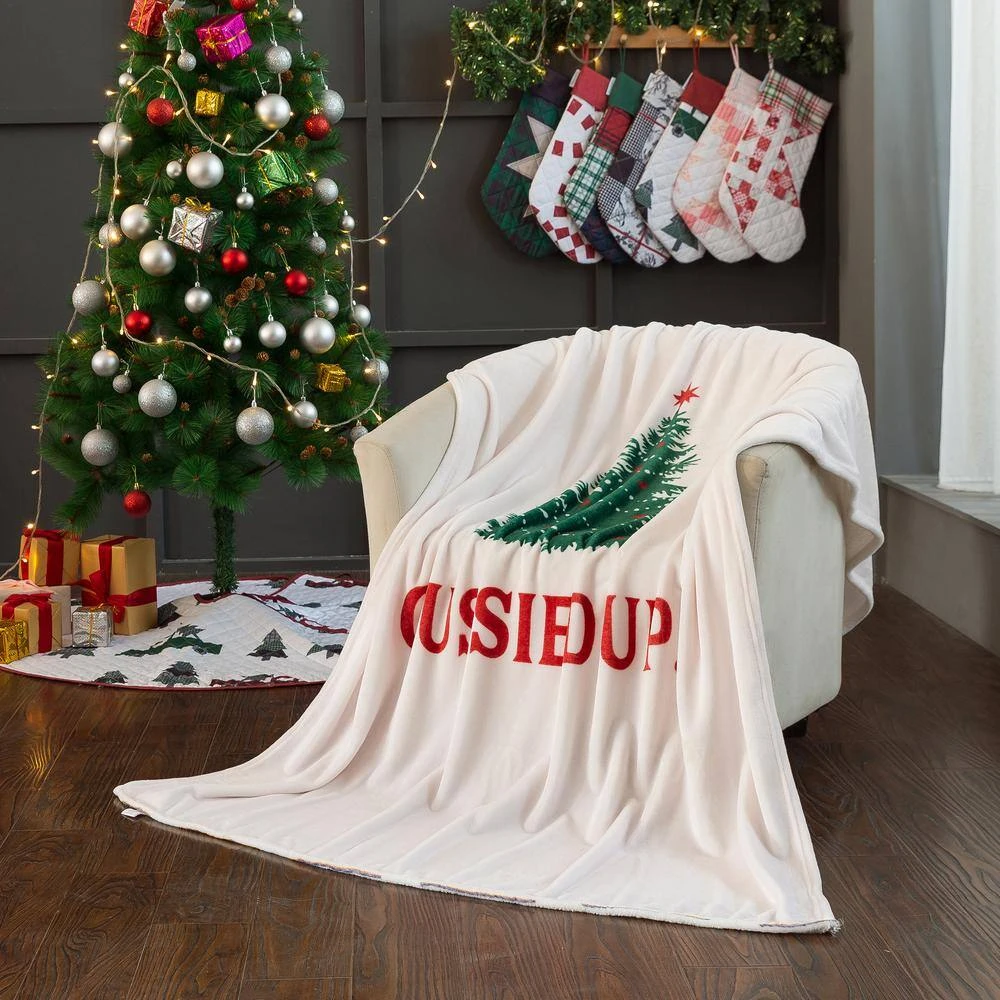 50 In. X 60 In. Polyester Microfiber Gussied Up Christmas Throw With 18 In. Square Pillow 2 50 In. X 60 In. Polyester Microfiber Gussied Up Christmas Throw With 18 In. Square Pillow - Image 2