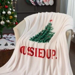 50 In. X 60 In. Polyester Microfiber Gussied Up Christmas Throw With 18 In. Square Pillow 13 50 In. X 60 In. Polyester Microfiber Gussied Up Christmas Throw With 18 In. Square Pillow -Northlight Shop country living christmas textiles cl106muos fa 1000