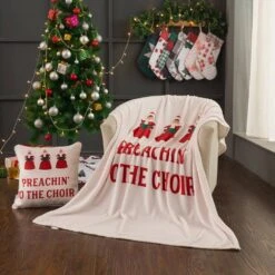 50 In. X 60 In. Polyester Microfiber Preachin Christmas Throw With 18 In. Square Pillow 15 50 In. X 60 In. Polyester Microfiber Preachin Christmas Throw With 18 In. Square Pillow -Northlight Shop country living christmas textiles cl108muos 31 1000