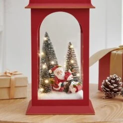 Tabletop Red Christmas Santa Winter Scene Diorama Lighted Lantern Decoration -Northlight Shop danya b christmas centerpieces uw1140 1f 1000