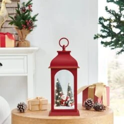 Tabletop Red Christmas Santa Winter Scene Diorama Lighted Lantern Decoration -Northlight Shop danya b christmas centerpieces uw1140 31 1000