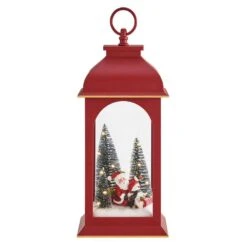 Tabletop Red Christmas Santa Winter Scene Diorama Lighted Lantern Decoration -Northlight Shop danya b christmas centerpieces uw1140 77 1000