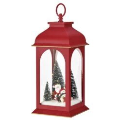 Tabletop Red Christmas Santa Winter Scene Diorama Lighted Lantern Decoration -Northlight Shop danya b christmas centerpieces uw1140 fa 1000