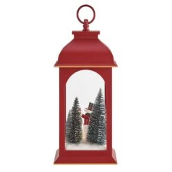 Tabletop Red Christmas Snowman Winter Scene Diorama Lighted Lantern Decoration -Northlight Shop danya b christmas centerpieces uw1152 76 1000