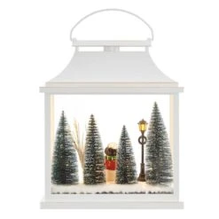 Tabletop White Christmas Holiday Winter Scene Diorama Lighted Lantern Decoration - Rectangle -Northlight Shop danya b christmas centerpieces uw1167 76 1000