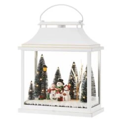 Tabletop White Christmas Holiday Winter Scene Diorama Lighted Lantern Decoration - Rectangle -Northlight Shop danya b christmas centerpieces uw1167 fa 1000
