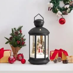 Tabletop Christmas Holiday Winter Scene Falling Snow Music Snowglobe Diorama Lit Lantern Decoration - Black 9 Tabletop Christmas Holiday Winter Scene Falling Snow Music Snowglobe Diorama Lit Lantern Decoration - Black -Northlight Shop danya b christmas centerpieces uw1216bk 31 1000