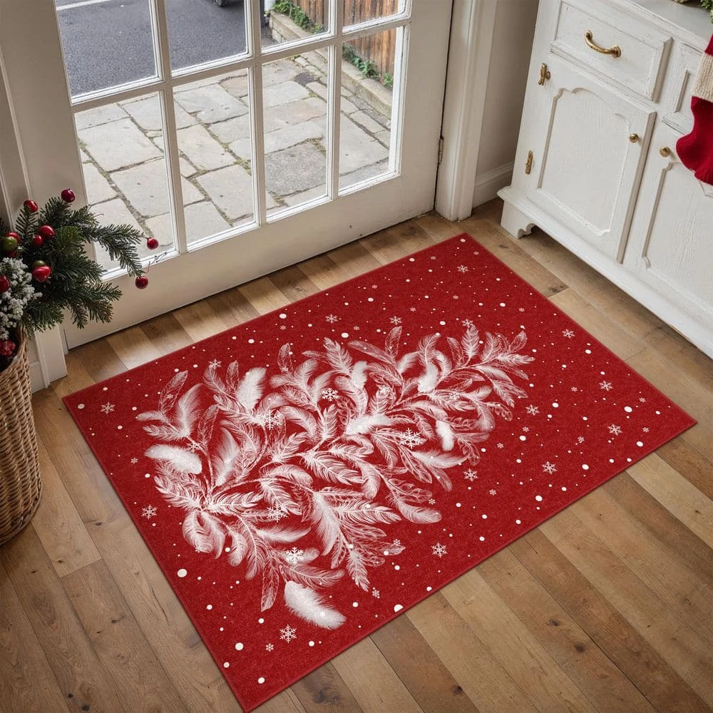 Christmas 2 Ft. X 3 Ft. Red Feather Christmas Tree Area Rug 2 Christmas 2 Ft. X 3 Ft. Red Feather Christmas Tree Area Rug - Image 2