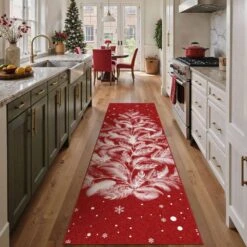 Christmas 2 Ft. X 8 Ft. Red Feather Christmas Tree Area Rug -Northlight Shop dark red haiimeid christmas doormats x25iu0105h 128 40 1000