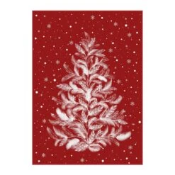 Christmas 3 Ft. X 5 Ft. Red Feather Christmas Tree Area Rug