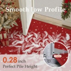 Christmas 5 Ft. X 7 Ft. Red Feather Christmas Tree Area Rug -Northlight Shop dark red haiimeid christmas doormats x25iu0105h 157 c3 1000