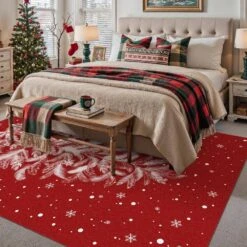 Christmas 6 Ft. X 9 Ft. Red Feather Christmas Tree Area Rug -Northlight Shop dark red haiimeid christmas doormats x25iu0105h 169 40 1000