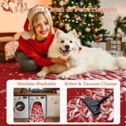 Christmas 8 Ft. X 10 Ft. Red Feather Christmas Tree Area Rug -Northlight Shop dark red haiimeid christmas doormats x25iu0105h 181 1f 1000