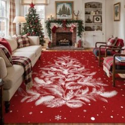 Christmas 8 Ft. X 10 Ft. Red Feather Christmas Tree Area Rug -Northlight Shop dark red haiimeid christmas doormats x25iu0105h 181 e1 1000