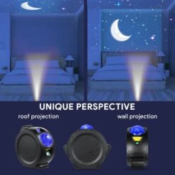Star Projector - Starlight Sky Laser Projector With LED Nebula, Stars, And Moon Reflection (Black) -Northlight Shop dartwood christmas light projectors starprojectorblkus fa 1000