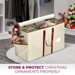 16.7 In. Off-White/Ivory Non-Woven Fabric Ornament And Figurine Storage Box 80-Ornaments -Northlight Shop decoration storage osp 121 ivr h c3 1000