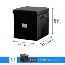 15 In. Black 600D Polyester Holiday Ornament Storage Box 64-Ornaments -Northlight Shop decoration storage osy 101 blk h 1f 1000