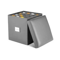 15 In. Gray 600D Polyester Holiday Ornament Storage Box 64-Ornaments