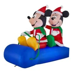 Disney 5 Ft Mickey And Minnie Sledding Holiday Inflatable