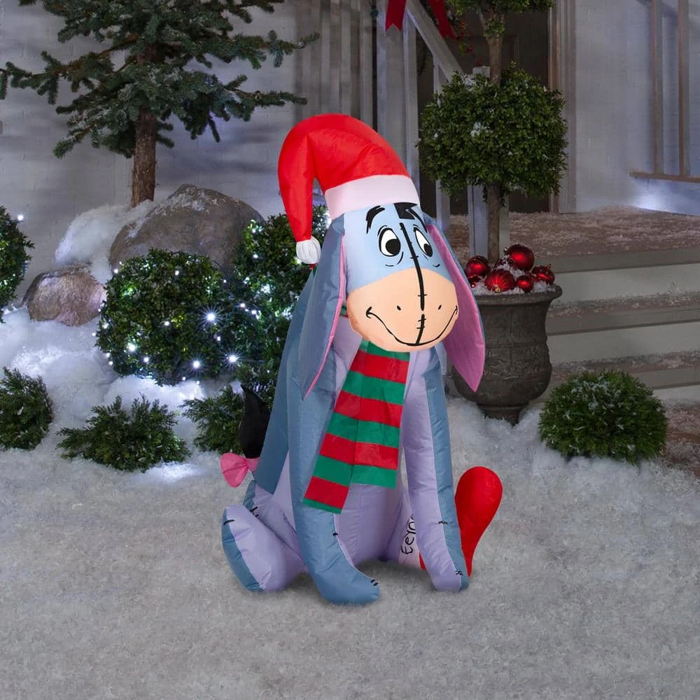 Disney 3.5 Ft. Tall X 2 Ft. W Christmas Inflatable Airblown-Eeyore With Santa Hat And Stocking 2 Disney 3.5 Ft. Tall X 2 Ft. W Christmas Inflatable Airblown-Eeyore With Santa Hat And Stocking - Image 2