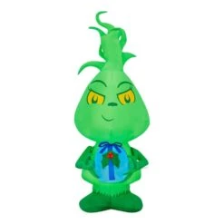Dr. Seuss 4 Ft Little Grinch Holding Present Holiday Inflatable