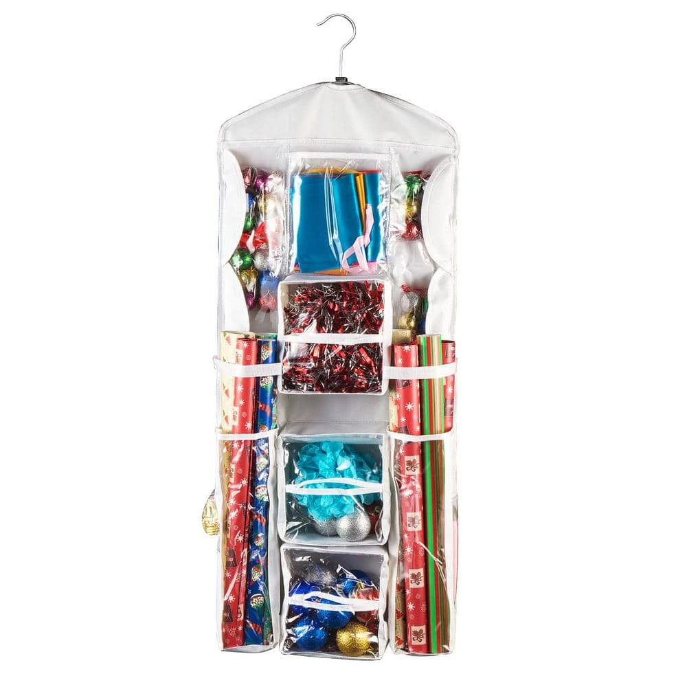 Deluxe Double Sided Hanging Gift Wrap And Bag Organizer Combo 1 Deluxe Double Sided Hanging Gift Wrap And Bag Organizer Combo