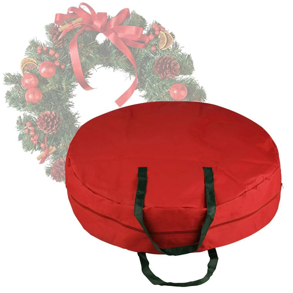 30 In. Artificial Red Canvas Supreme Christmas Wreath Storage Bag 4 30 In. Artificial Red Canvas Supreme Christmas Wreath Storage Bag - Image 4