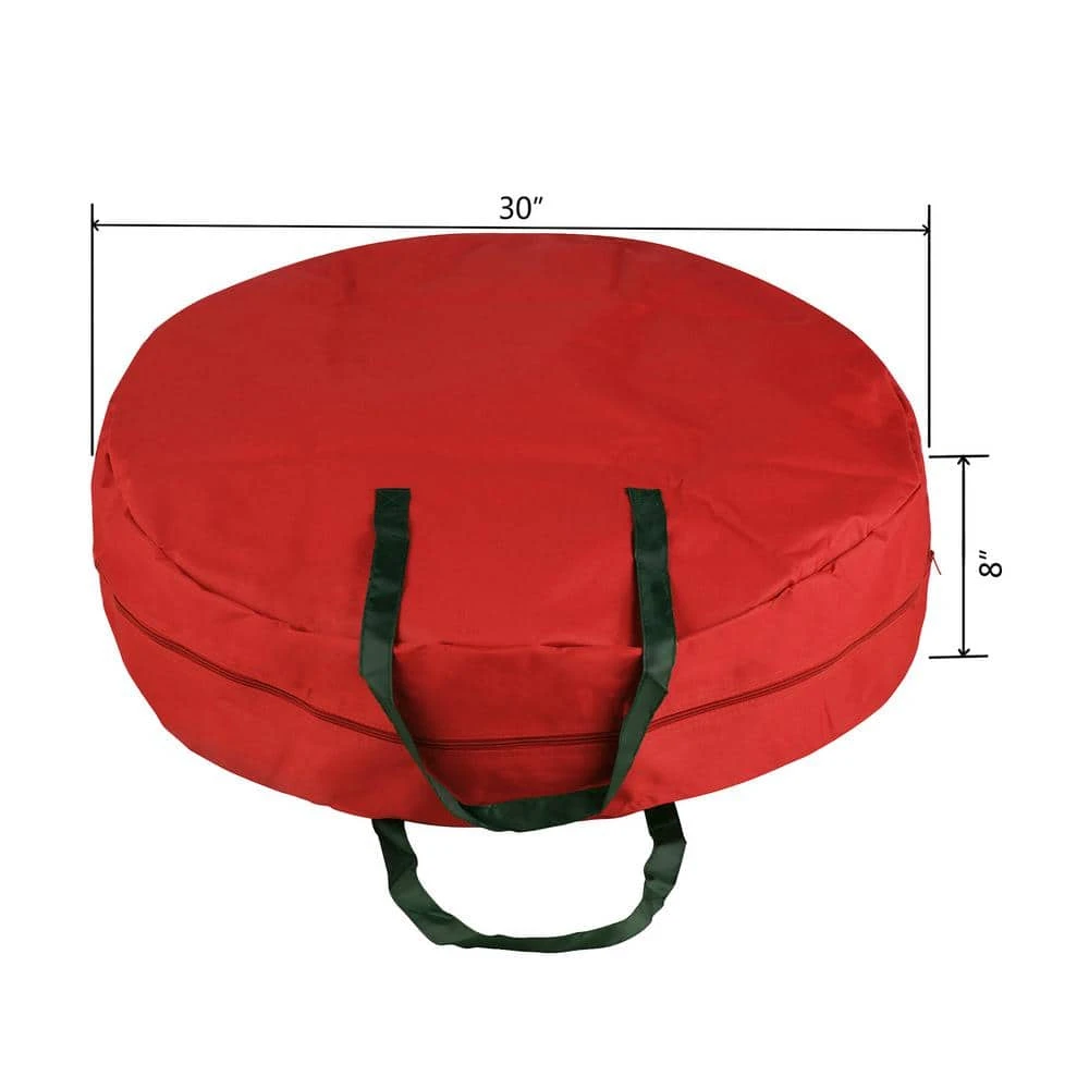 30 In. Artificial Red Canvas Supreme Christmas Wreath Storage Bag 2 30 In. Artificial Red Canvas Supreme Christmas Wreath Storage Bag - Image 2
