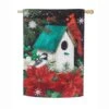 Evergreen 28 In. X 44 In. Poinsettia Birdhouse House Textured Suede Flag -Northlight Shop evergreen christmas garage door decorations 13es8593 64 1000
