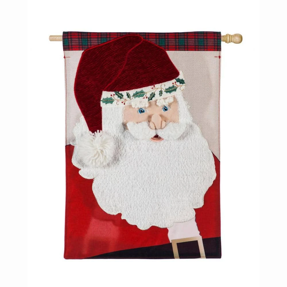 Evergreen 28 In. X 44 In. Santa Claus House Linen Flag 1 Evergreen 28 In. X 44 In. Santa Claus House Linen Flag