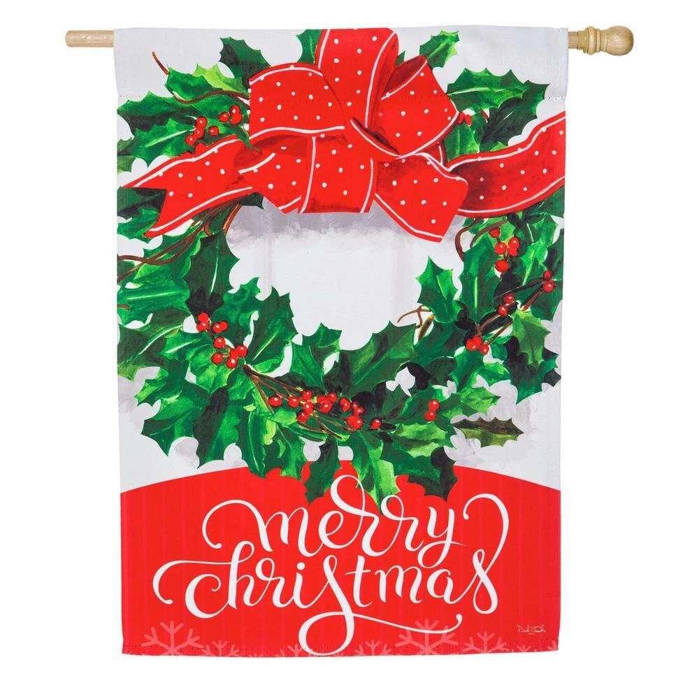 Evergreen 28 In. X 44 In. Merry Christmas Bow House Suede Flag 1 Evergreen 28 In. X 44 In. Merry Christmas Bow House Suede Flag