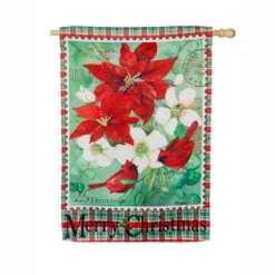 Evergreen 28 In. X 44 In. Christmas Floral House Suede Flag