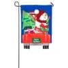 Evergreen 18 In. X 12.5 In. Holiday Shopper Garden Linen Flag -Northlight Shop evergreen christmas garage door decorations 14l4534bl 64 1000
