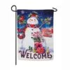Evergreen 18 In. X 12.5 In. Christmas Barn Snowman Garden Suede Flag -Northlight Shop evergreen christmas garage door decorations 14s8707 64 1000