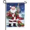 Evergreen 18 In. X 12.5 In. Christmas Barn Santa Garden Suede Flag -Northlight Shop evergreen christmas garage door decorations 14s8708 64 1000