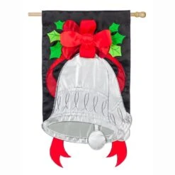 Evergreen 28 In. X 44 In. Silver Bells House Applique Flag