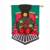 Evergreen 28 In. X 44 In. Christmas Train House Applique Flag -Northlight Shop evergreen christmas garage door decorations 158957bl 64 1000