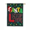 Evergreen 28 In. X 44 In. Santa Stop Here House Applique Flag -Northlight Shop evergreen christmas garage door decorations 158986 64 1000