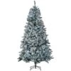 7.5 Ft. Flocked Artificial Christmas Tree Arrangement With Cold White LED Lights