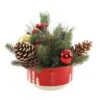 8.5 In. H Christmas Arrangement In 6 In. Red Ceramic Reverse Tree Pot With Pinecones And Berries -Northlight Shop flora bunda christmas centerpieces ch1833e rd 64 1000