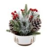 8.5 In. H Christmas Arrangement In 6 In. White Ceramic Reverse Tree Pot With Pinecones And Berries -Northlight Shop flora bunda christmas centerpieces ch1834e wh 64 1000