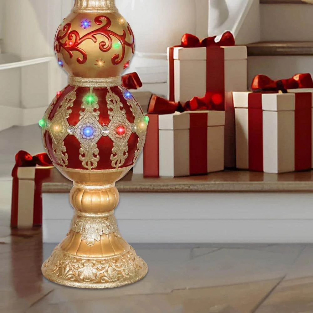 4-ft. Prelit Metallic Christmas Finial Statue With LED Lights And Music, 3D Light Up Resin Decoration 11 4-ft. Prelit Metallic Christmas Finial Statue With LED Lights And Music, 3D Light Up Resin Decoration - Image 11