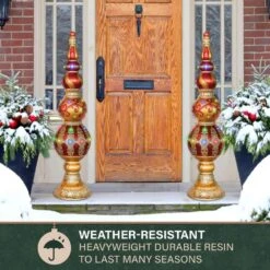 4-ft. Prelit Metallic Christmas Finial Statue With LED Lights And Music, 3D Light Up Resin Decoration 19 4-ft. Prelit Metallic Christmas Finial Statue With LED Lights And Music, 3D Light Up Resin Decoration -Northlight Shop fraser hill farm christmas figurines ffrs048 fin5 rd 66 1000