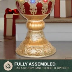 4-ft. Prelit Metallic Christmas Finial Statue With LED Lights And Music, 3D Light Up Resin Decoration 20 4-ft. Prelit Metallic Christmas Finial Statue With LED Lights And Music, 3D Light Up Resin Decoration -Northlight Shop fraser hill farm christmas figurines ffrs048 fin5 rd 77 1000