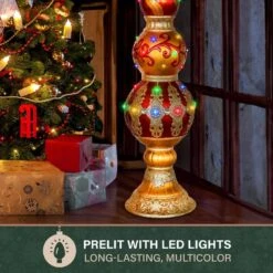 4-ft. Prelit Metallic Christmas Finial Statue With LED Lights And Music, 3D Light Up Resin Decoration 17 4-ft. Prelit Metallic Christmas Finial Statue With LED Lights And Music, 3D Light Up Resin Decoration -Northlight Shop fraser hill farm christmas figurines ffrs048 fin5 rd a0 1000