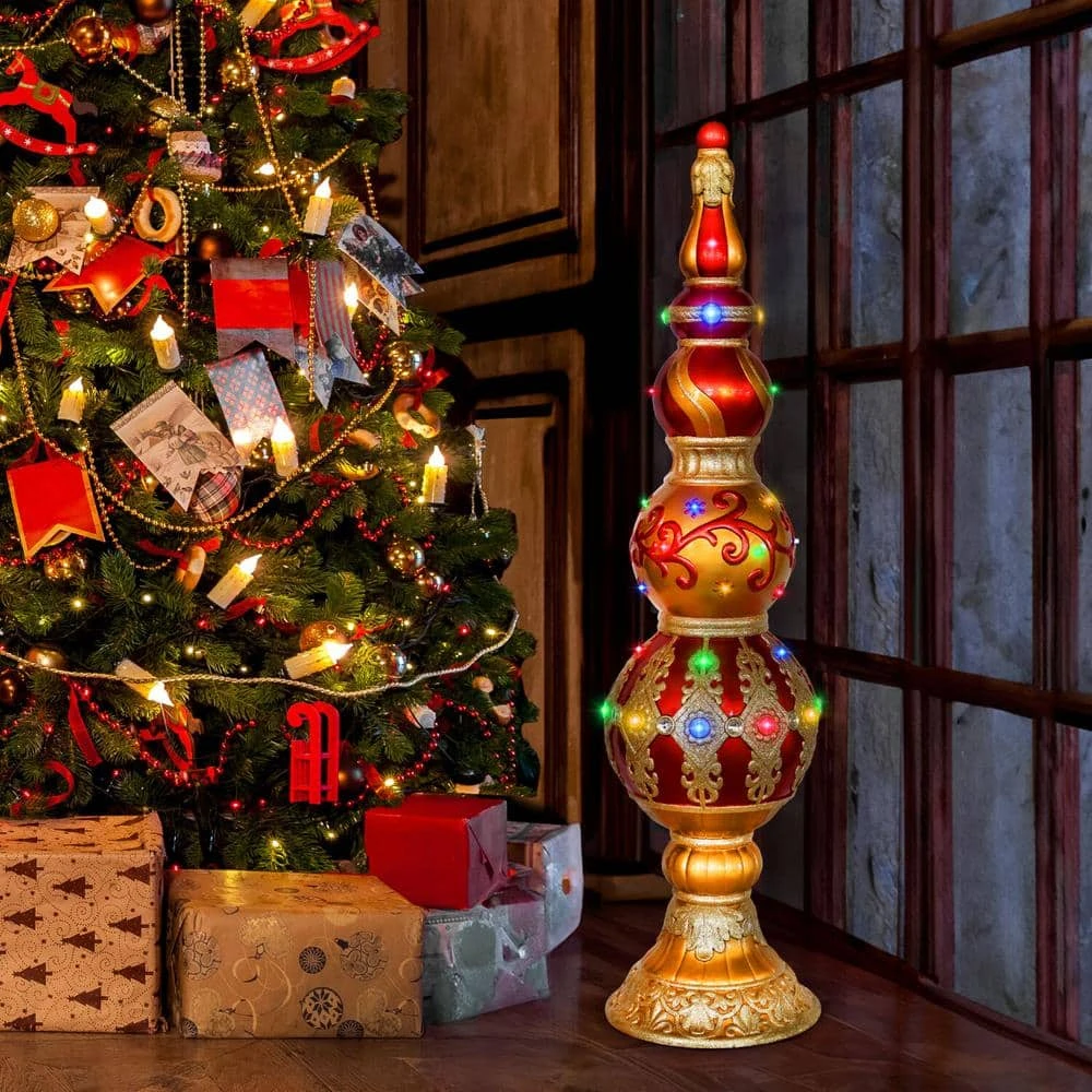 4-ft. Prelit Metallic Christmas Finial Statue With LED Lights And Music, 3D Light Up Resin Decoration 8 4-ft. Prelit Metallic Christmas Finial Statue With LED Lights And Music, 3D Light Up Resin Decoration - Image 8