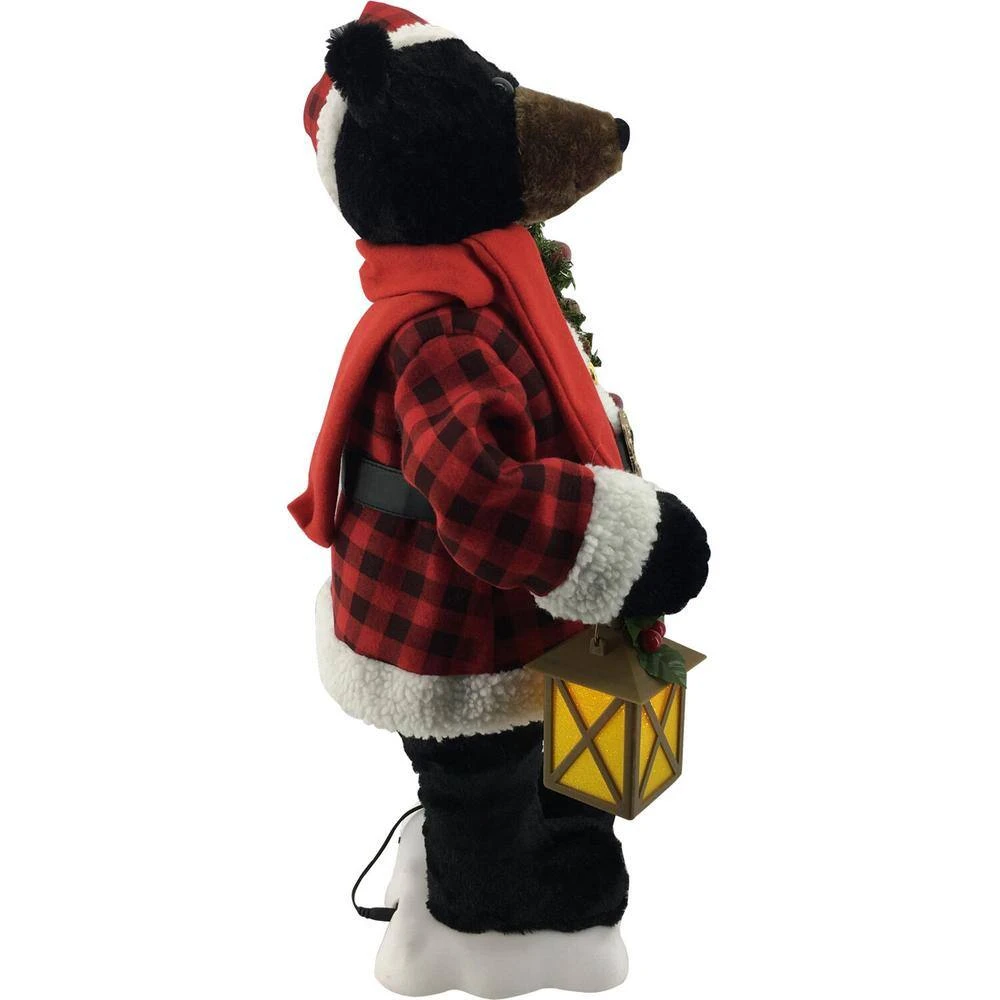 24 In. Christmas Black Bear Figurine With Lighted Lantern And Pine Tree 6 24 In. Christmas Black Bear Figurine With Lighted Lantern And Pine Tree - Image 6