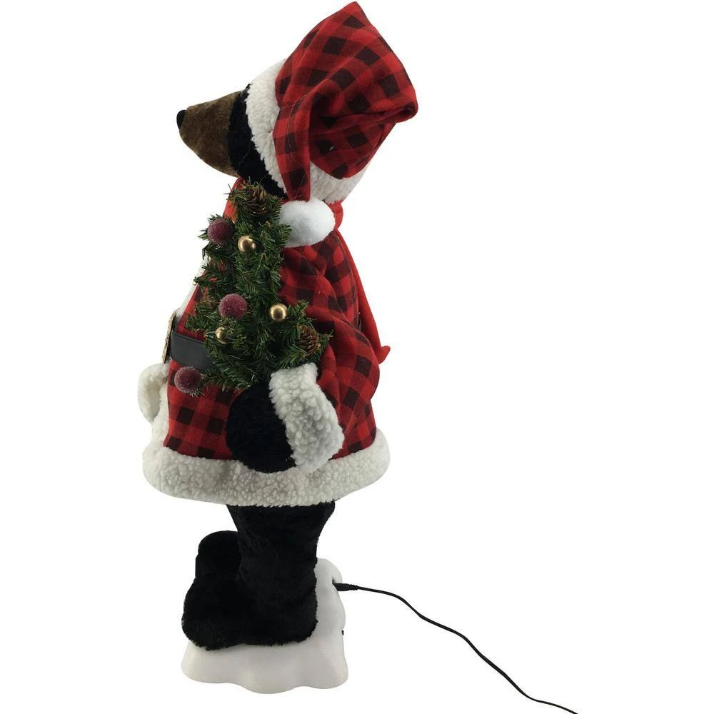 24 In. Christmas Black Bear Figurine With Lighted Lantern And Pine Tree 4 24 In. Christmas Black Bear Figurine With Lighted Lantern And Pine Tree - Image 4