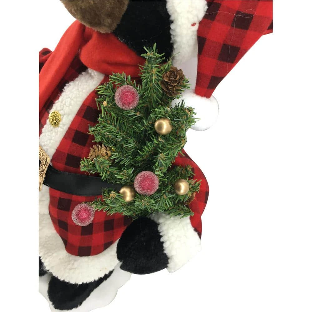 24 In. Christmas Black Bear Figurine With Lighted Lantern And Pine Tree 2 24 In. Christmas Black Bear Figurine With Lighted Lantern And Pine Tree - Image 2