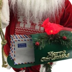 36 In. Christmas Santa Claus Figurine With LED Bird, Mailbox And Toy Sack -Northlight Shop fraser hill farm christmas figurines fhfsc036 2red4 40 1000